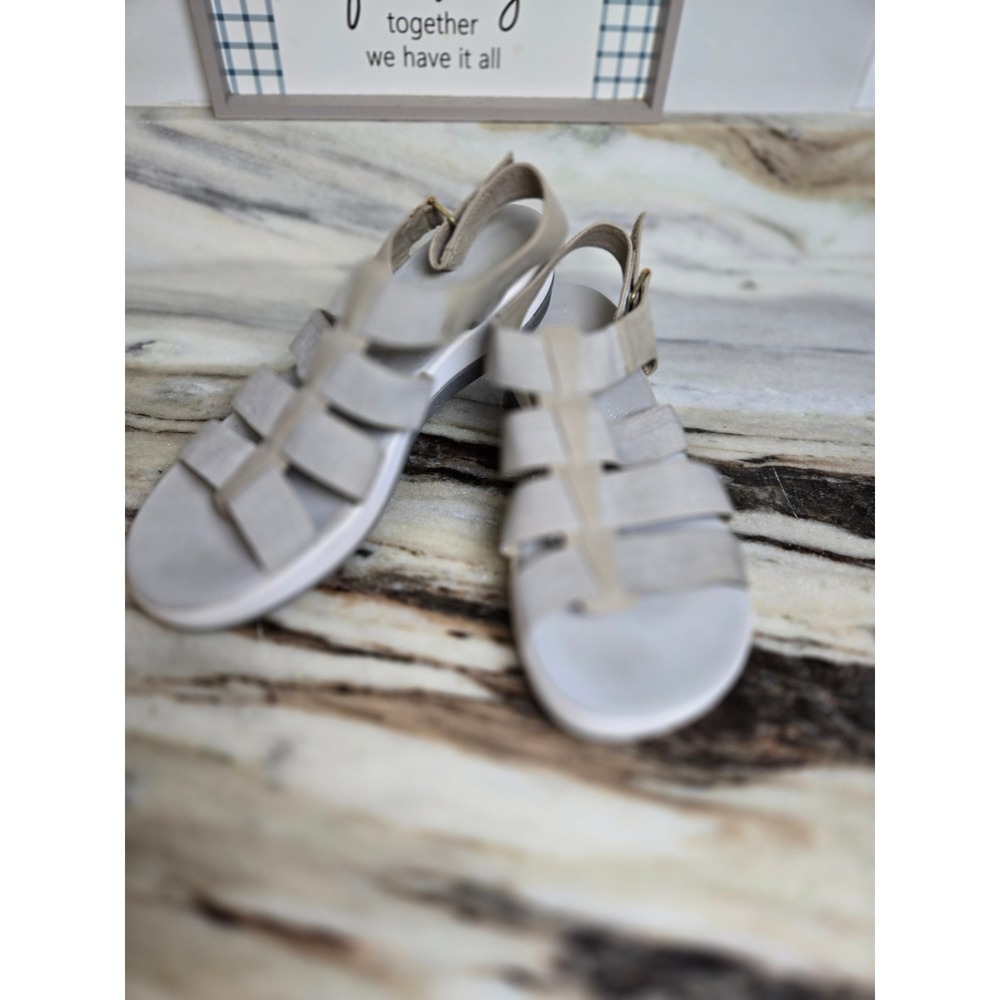 Clarks Cloudsteppers TaupeElastic‎ Strappy Sandals Womens 11 W Wide